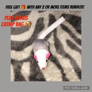 Grey rattle sound catnip mouse w/ catnip bonus 🎁